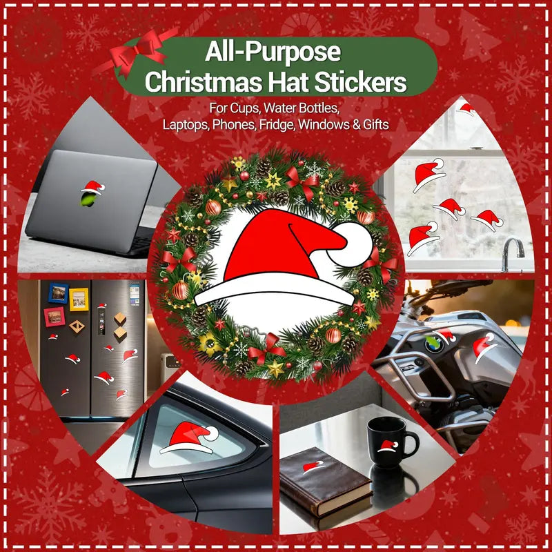 Santa Hat Christmas Stickers for Car Emblems, Laptops and Water Bottles [YQT:ULO-260925-001:9bc0cdce651d2d71]