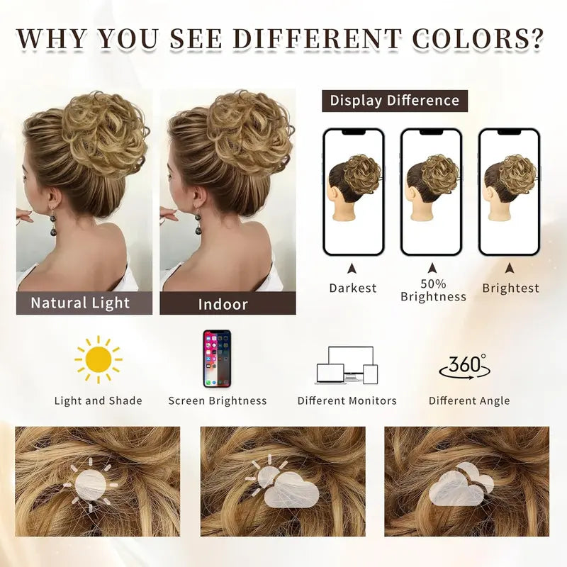 Wavy Curly Messy Bun Hair Scrunchie with Elastic Band for Updos [YQT:ULO-261006-006:341970e967e1885b]