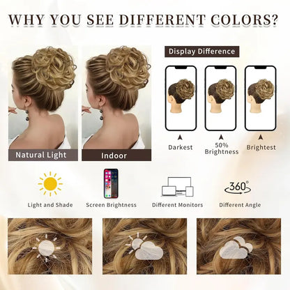Wavy Curly Messy Bun Hair Scrunchie with Elastic Band for Updos [YQT:ULO-261006-006:341970e967e1885b]