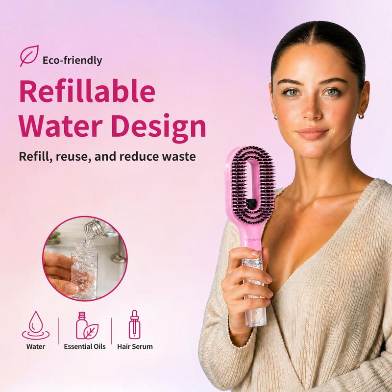 Yooliven 3-in-1 Mist Spray Detangling Hair Brush with Refillable Water Handle [YQT:ULO-261019-002:f6195fc9709aecb3]