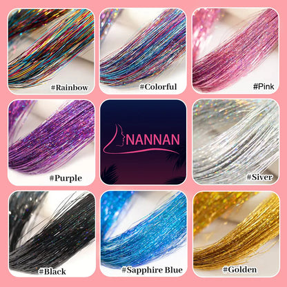 24 Inch Clip In Glitter Hair Tinsel Extensions for Parties and Festivals [YQT:ULO-260915-001:a0dc874a93959965]
