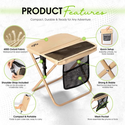 Portable Folding Camping Stool with Mesh Storage Pocket and Carry Strap [YQT:ULO-261029-001:d5c8b021d3d4ecfe]