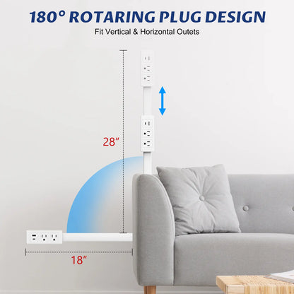 Adjustable Wall Outlet Extender with Two AC Outlets and USB Charging Ports [YQT:ULO-260924-006:cda9de52cae8a866]