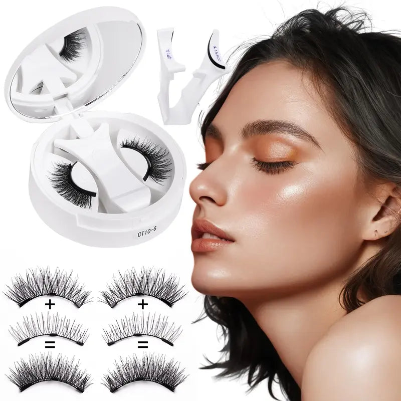 Magnetic False Eyelash Kit with Applicator and Round Mirror Storage Case [YQT:ULO-261006-005:c21f91f3da713dcc]