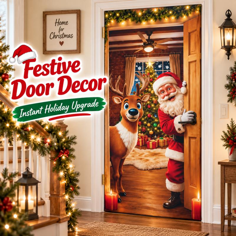 Christmas and Halloween Stretch Fabric Door Cover with Elastic Edges [YQT:ULO-261027-001:8b2d85b7d946f811]