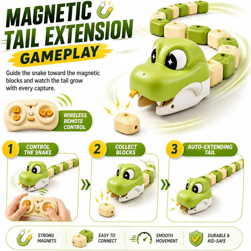 Remote Control Magnetic Snake Game Toy with Collectible Tail Blocks [YQT:ULO-261008-009:9ef62903c74af21d]