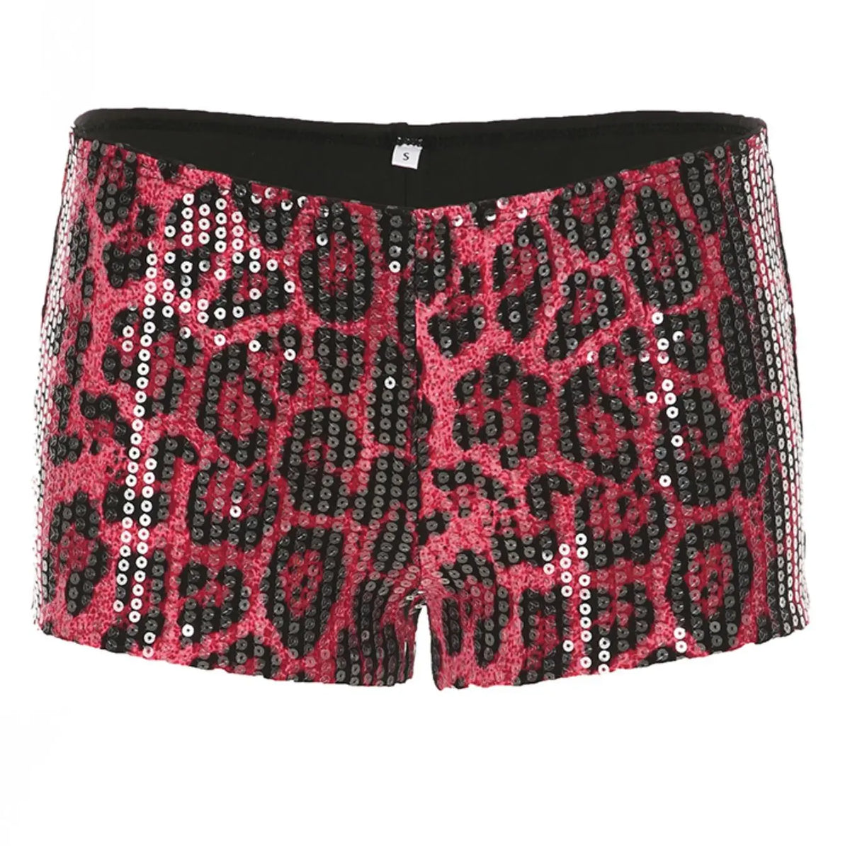 Women's Leopard Print Sequin Shorts with a Fitted Silhouette [YQT:ULO-261009-004:d8c0a960a7c63d09]