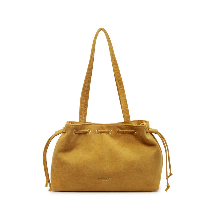 Women's Retro Drawstring Tote Bag with Double Shoulder Straps and Interior Pocket [YQT:ULO-260918-002:10f029562517b98c]