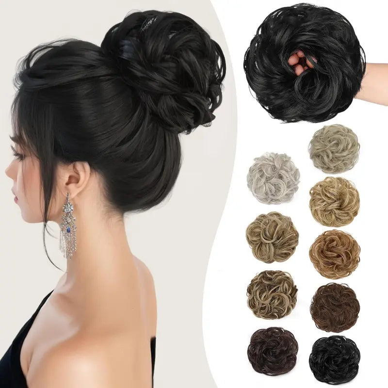 Wavy Curly Messy Bun Hair Scrunchie with Elastic Band for Updos [YQT:ULO-261006-006:9022bb1a9aee5144]