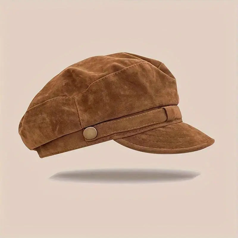 Retro Newsboy Cap with Short Brim and Decorative Button Detail [YQT:ULO-260918-001:9c95eb68e3904143]