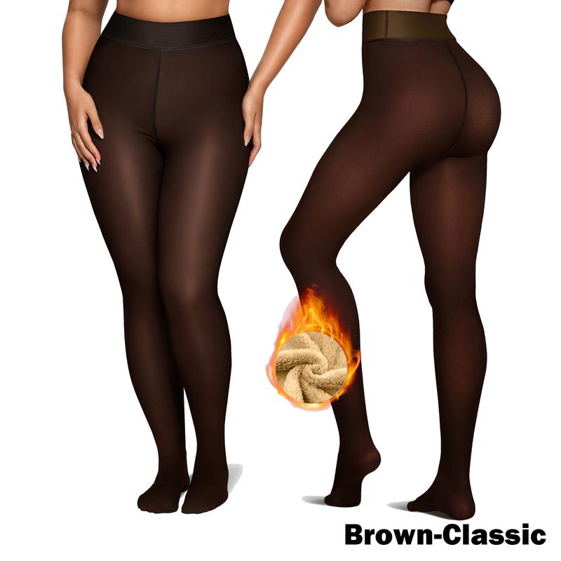 Women's Fleece Lined Sheer Look Tights in Classic and High Waisted Styles [YQT:ULO-261019-005:8d219614702c2ca4]