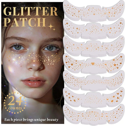 24-Piece Decorative Freckle Face Patches with Halloween and Glitter Designs [YQT:ULO-260914-003:3daaede1018e738b]