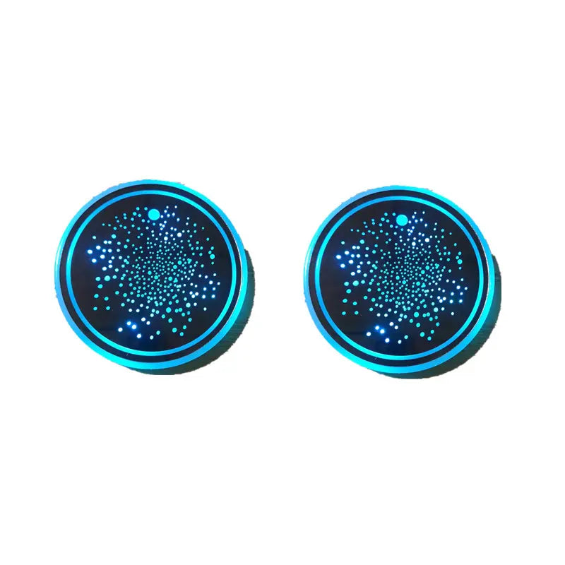 Rechargeable LED Car Cup Holder Coasters with Starry Design and Seven Colors [YQT:ULO-261009-001:112dd52b5d8019aa]