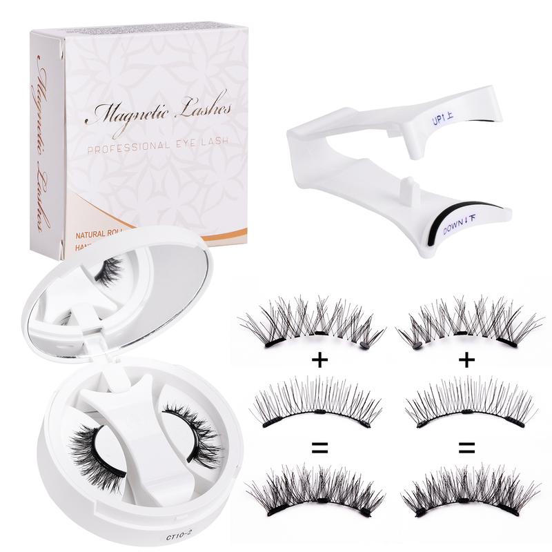 Magnetic False Eyelash Kit with Applicator and Round Mirror Storage Case [YQT:ULO-261006-005:3097661b72f47d47]