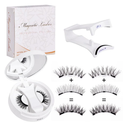 Magnetic False Eyelash Kit with Applicator and Round Mirror Storage Case [YQT:ULO-261006-005:3097661b72f47d47]