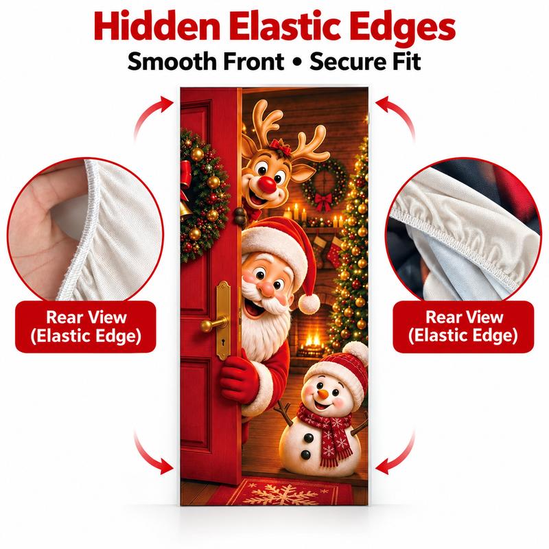 Christmas and Halloween Stretch Fabric Door Cover with Elastic Edges [YQT:ULO-261027-001:e6f0d66dd5a36fa4]