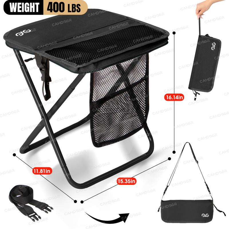 Portable Folding Camping Stool with Mesh Storage Pocket and Carry Strap [YQT:ULO-261029-001:9f01f5841f94a5ea]