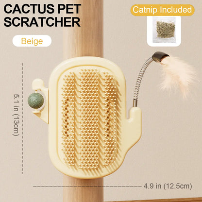 Cactus Cat Self-Grooming Brush with Catnip Ball and Feather Teaser [YQT:ULO-260921-003:acd7151263fe66ed]