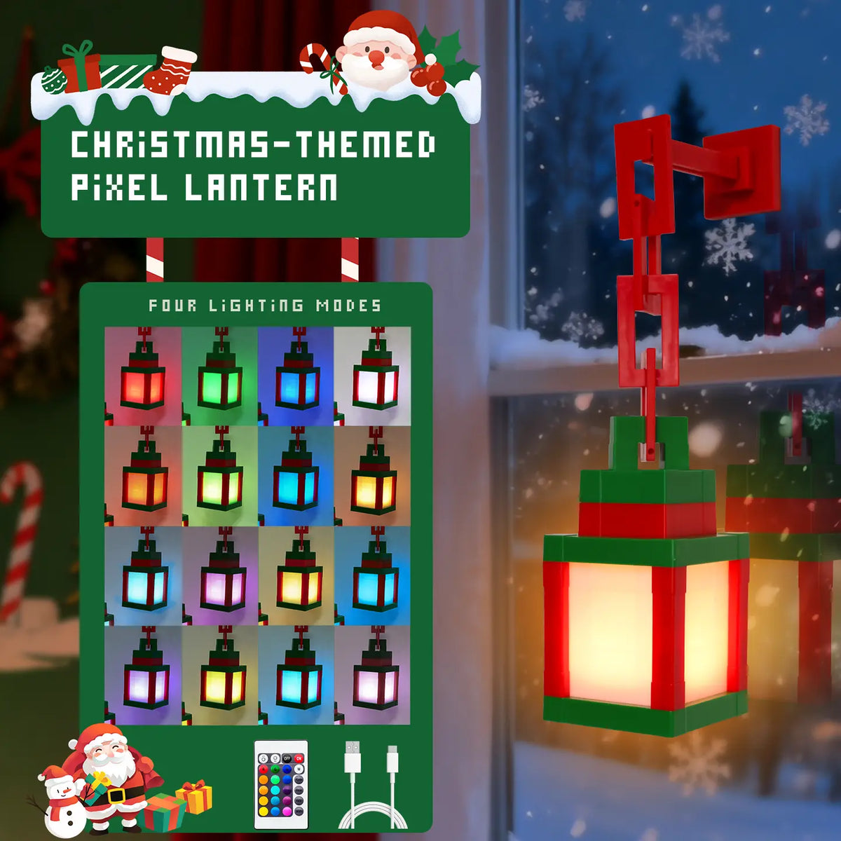 Pixel Style Rechargeable LED Lantern with Remote Control and 16 Colors [YQT:ULO-260916-001:a4d0106d2d44d5d8]