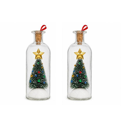 Recordable Christmas Message Bottle Ornament with Snowy Tree and Gold Star [YQT:ULO-261017-005:29d2cb4ba26c0310]