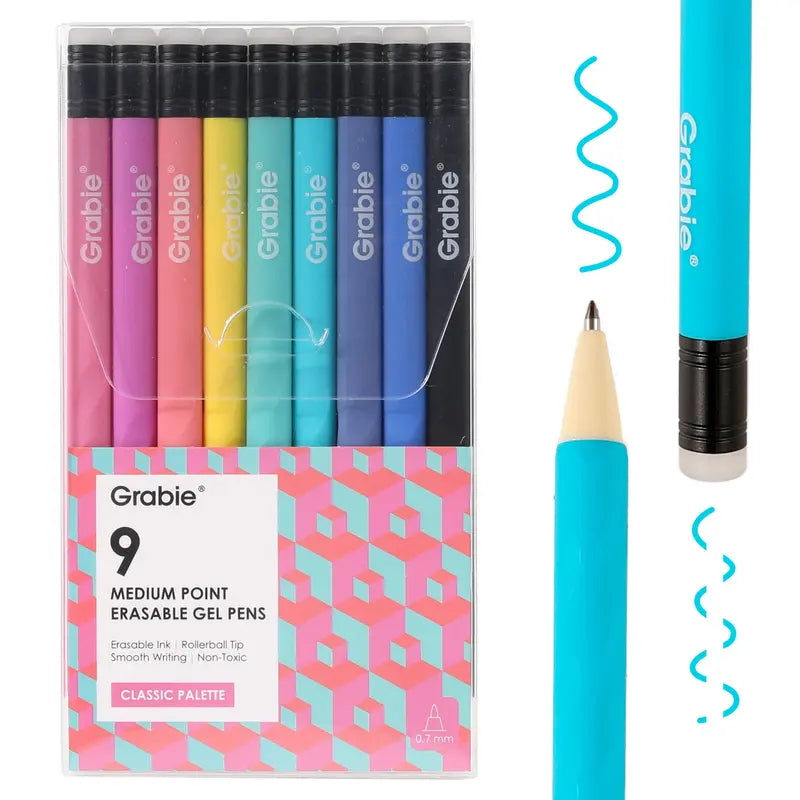 Grabie Erasable Gel Pen Set with Built-In Erasers and Colorful Pencil Design [YQT:ULO-261005-001:7142e5e9a6a3e642]