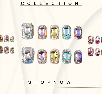 10-Piece Short Square Press-On Nails with Sparkly Rhinestones and 3D Designs [YQT:ULO-260918-004:cff4607c82c29611]