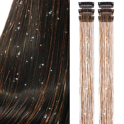 24 Inch Clip In Glitter Hair Tinsel Extensions for Parties and Festivals [YQT:ULO-260915-001:9fc56bd66943f322]