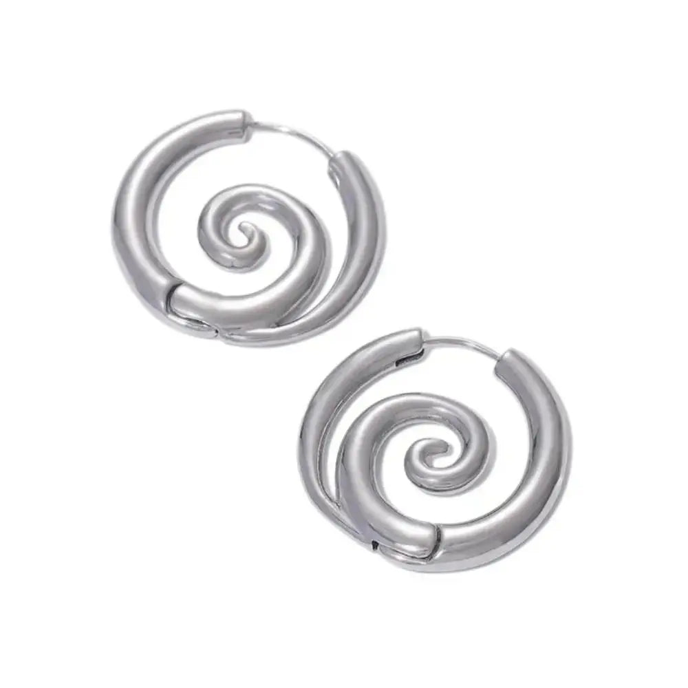 Stainless Steel Spiral Hoop Earrings in Gold and Silver Tones [YQT:ULO-260917-006:15ec3340f2f572e9]
