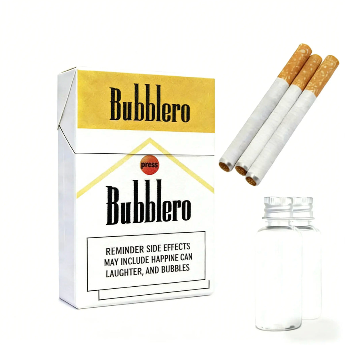 Cigarette Style Bubble Blower with Novelty Yellow and White Pack Design [YQT:ULO-260916-009:81ff84869a15fbc1]