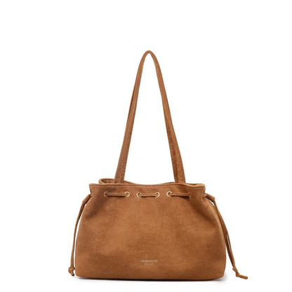 Women's Retro Drawstring Tote Bag with Double Shoulder Straps and Interior Pocket [YQT:ULO-260918-002:ccdb7aa64f6aeccd]