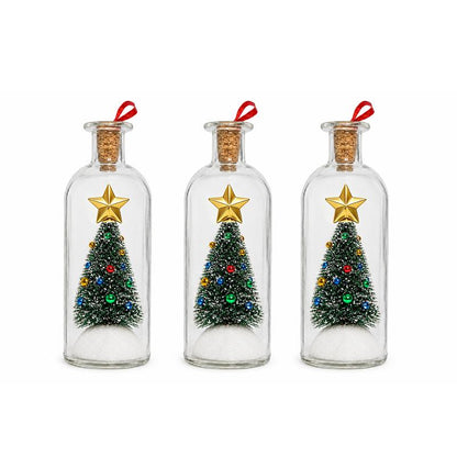 Recordable Christmas Message Bottle Ornament with Snowy Tree and Gold Star [YQT:ULO-261017-005:370c612d9124be0e]