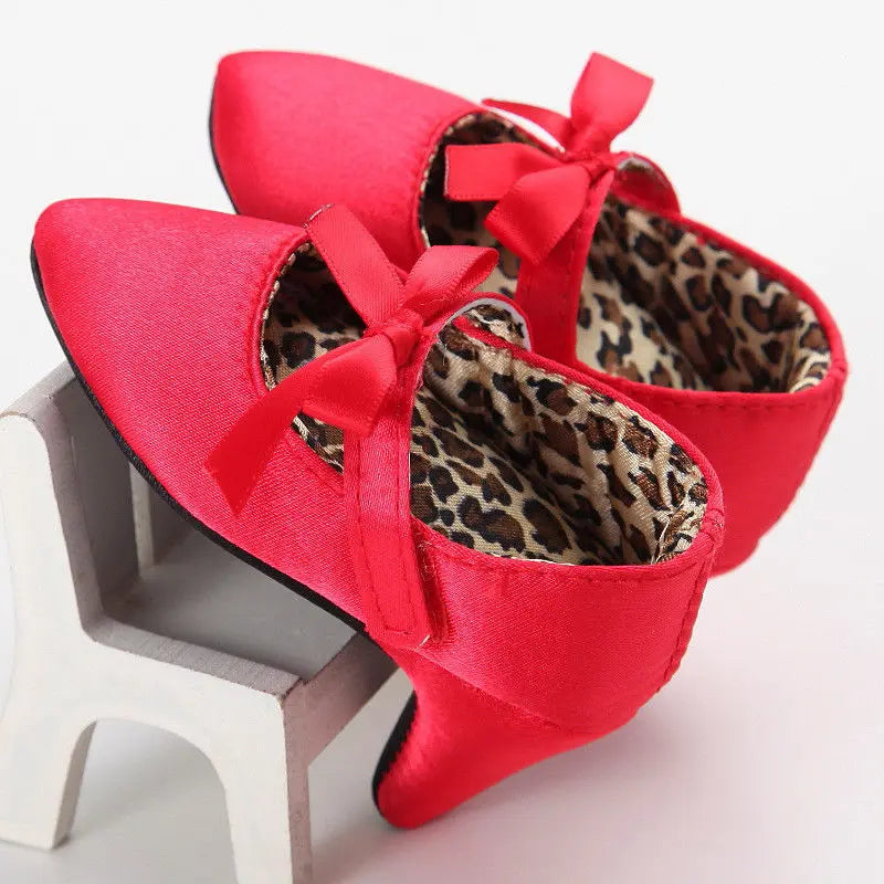 Baby Girl Bow Shoes with Pointed Toes and Decorative Heels for Photography [YQT:ULO-261002-001:0741005fb89d169b]