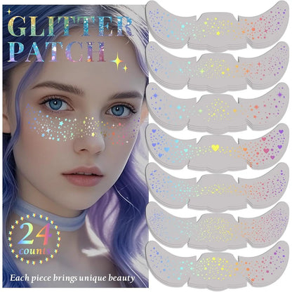 24-Piece Decorative Freckle Face Patches with Halloween and Glitter Designs [YQT:ULO-260914-003:ab3813140994bd3a]