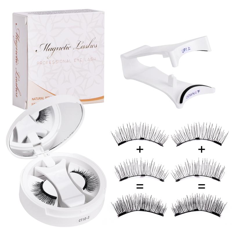 Magnetic False Eyelash Kit with Applicator and Round Mirror Storage Case [YQT:ULO-261006-005:5c537b8f0056a753]