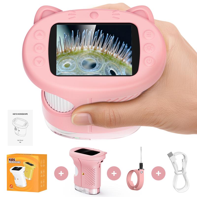 【2027 Upgrade】SEEKID 1000X Handheld Microscope for Kids with 4K 2.0\" Screen, Photo & Video Camera, Rechargeable and Portable, a Fun STEM Gift & Birthday Present for Ages 3+,back to school