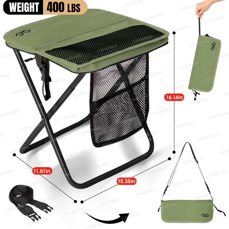 Portable Folding Camping Stool with Mesh Storage Pocket and Carry Strap [YQT:ULO-261029-001:97300d45cf20401c]
