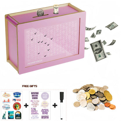 Wooden Money Saving Box with Numbered Tracker and 10000 Dollar Goal [YQT:ULO-260923-001:4a3ccafe254cd370]