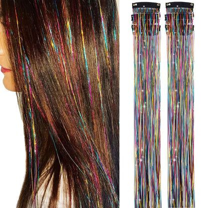 24 Inch Clip In Glitter Hair Tinsel Extensions for Parties and Festivals [YQT:ULO-260915-001:ba5f228acbefb74f]