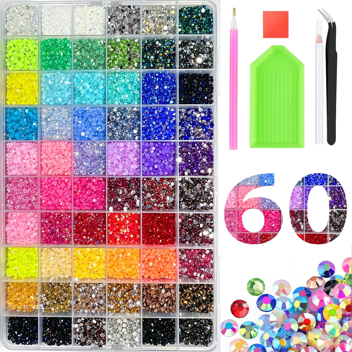 Round Glitter Rhinestone Bedazzling Kit for Nail Art and DIY Crafts [YQT:ULO-260920-004:60612e59f7458d83]