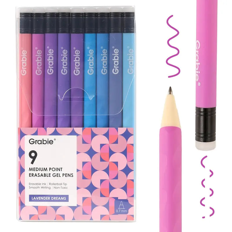 Grabie Erasable Gel Pen Set with Built-In Erasers and Colorful Pencil Design [YQT:ULO-261005-001:235ac3e4466f6af7]