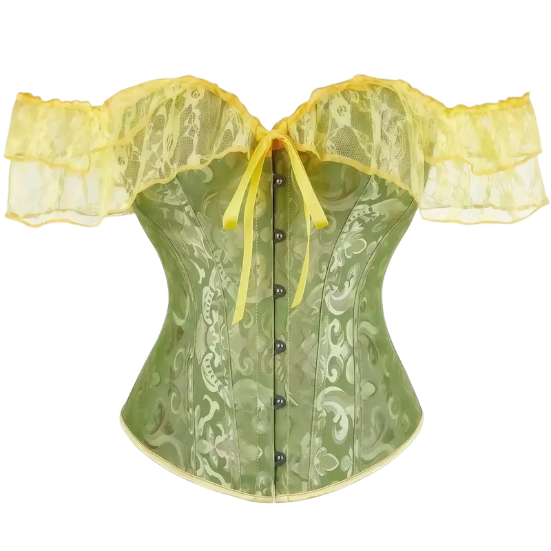Women's Floral Corset Top with Off-Shoulder Lace Sleeves and Back Lacing [YQT:ULO-261008-005:e1537338f5ebd05d]