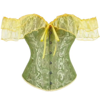 Women's Floral Corset Top with Off-Shoulder Lace Sleeves and Back Lacing [YQT:ULO-261008-005:e1537338f5ebd05d]