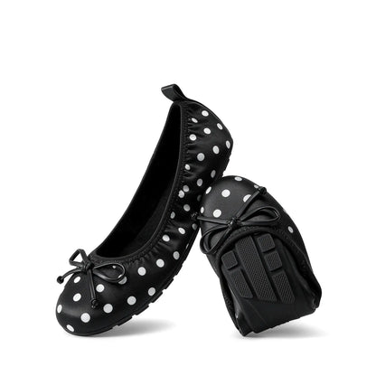 Women's Foldable Ballet Flats with Bow Detail and Round Toe [YQT:ULO-260917-005:fcf24465ed616612]