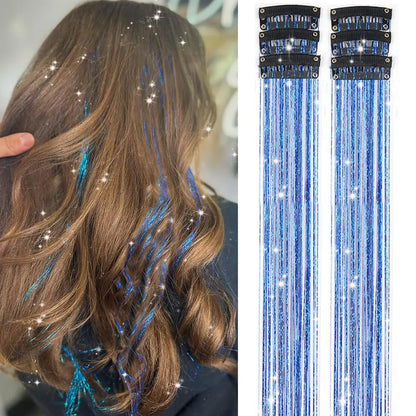 24 Inch Clip In Glitter Hair Tinsel Extensions for Parties and Festivals [YQT:ULO-260915-001:5fe31c8494422b8f]