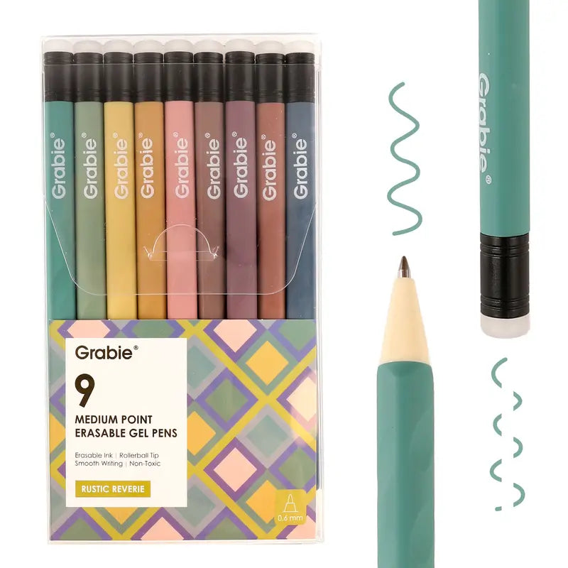 Grabie Erasable Gel Pen Set with Built-In Erasers and Colorful Pencil Design [YQT:ULO-261005-001:f251200f5961e755]