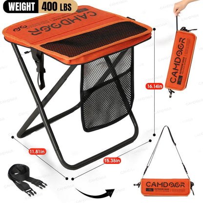 Portable Folding Camping Stool with Mesh Storage Pocket and Carry Strap [YQT:ULO-261029-001:c22d78a2b85eca53]