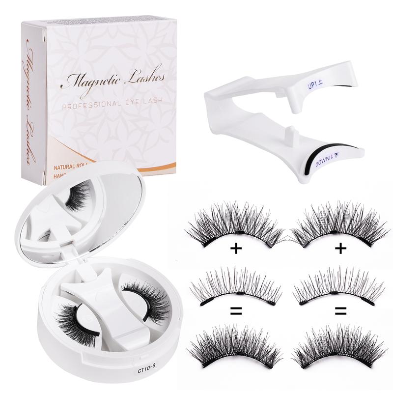 Magnetic False Eyelash Kit with Applicator and Round Mirror Storage Case [YQT:ULO-261006-005:36b78f78457ddc3a]