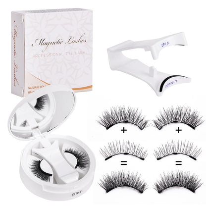 Magnetic False Eyelash Kit with Applicator and Round Mirror Storage Case [YQT:ULO-261006-005:36b78f78457ddc3a]