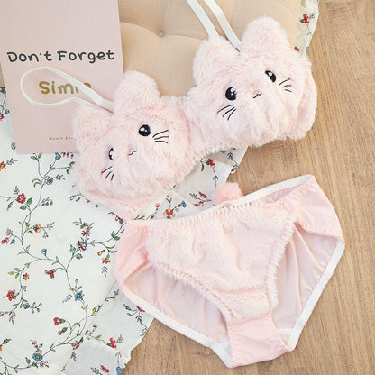 Plush Animal Design Bra and Brief Set in Multiple Colors [YQT:ULO-261017-001:b85fbde2e2a1b5ab]