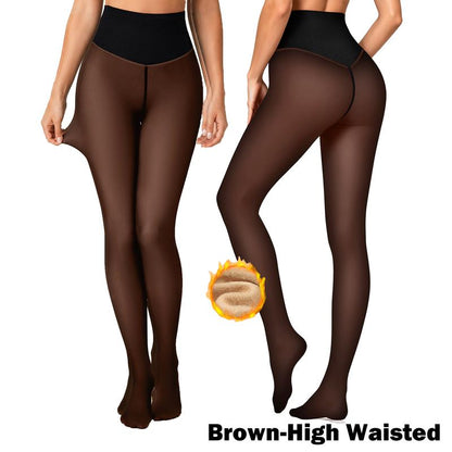 Women's Fleece Lined Sheer Look Tights in Classic and High Waisted Styles [YQT:ULO-261019-005:178e6cecdfc01c74]